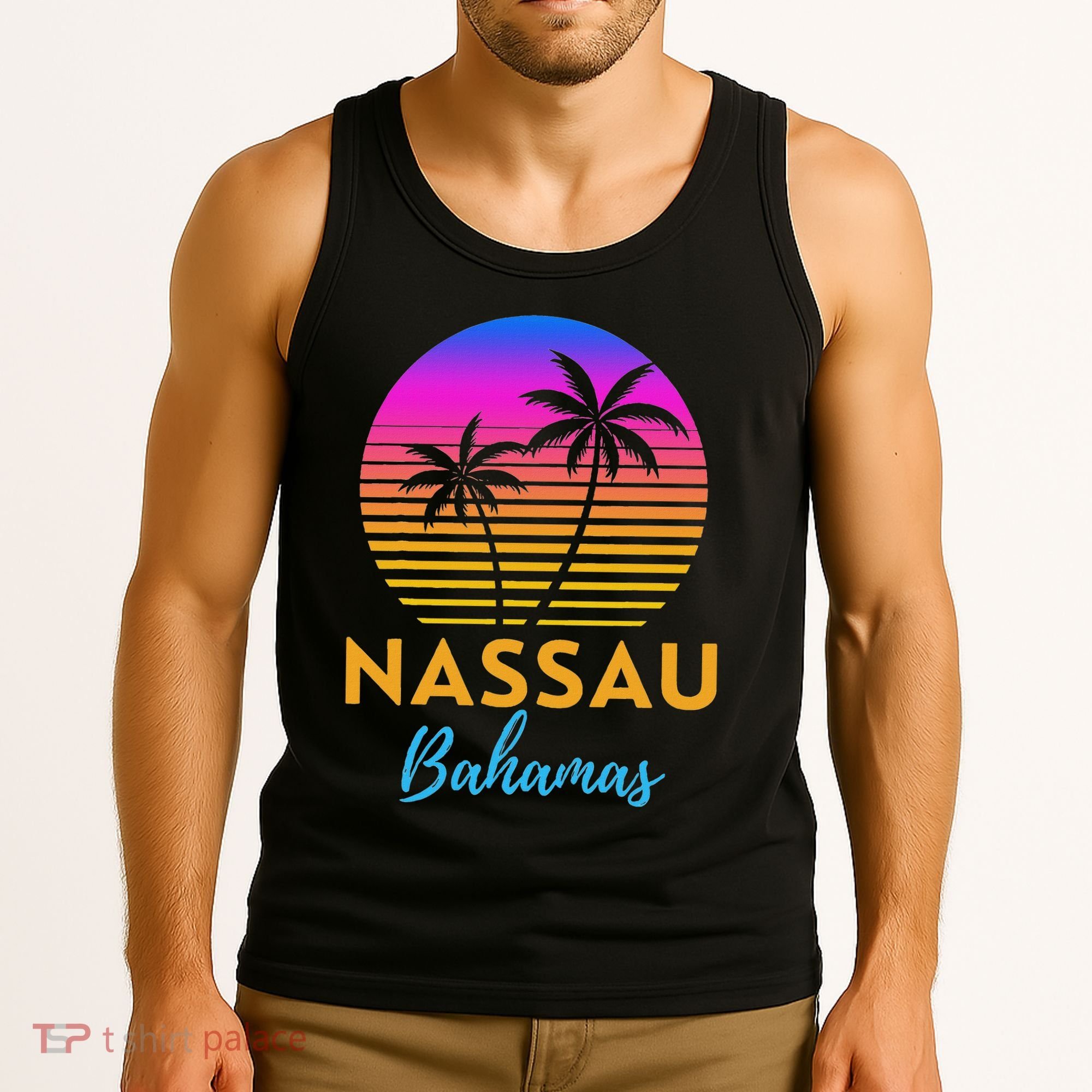 Retro Sunset Nassau Bahamas Beach Trip Vacation Summer Group Tank Top