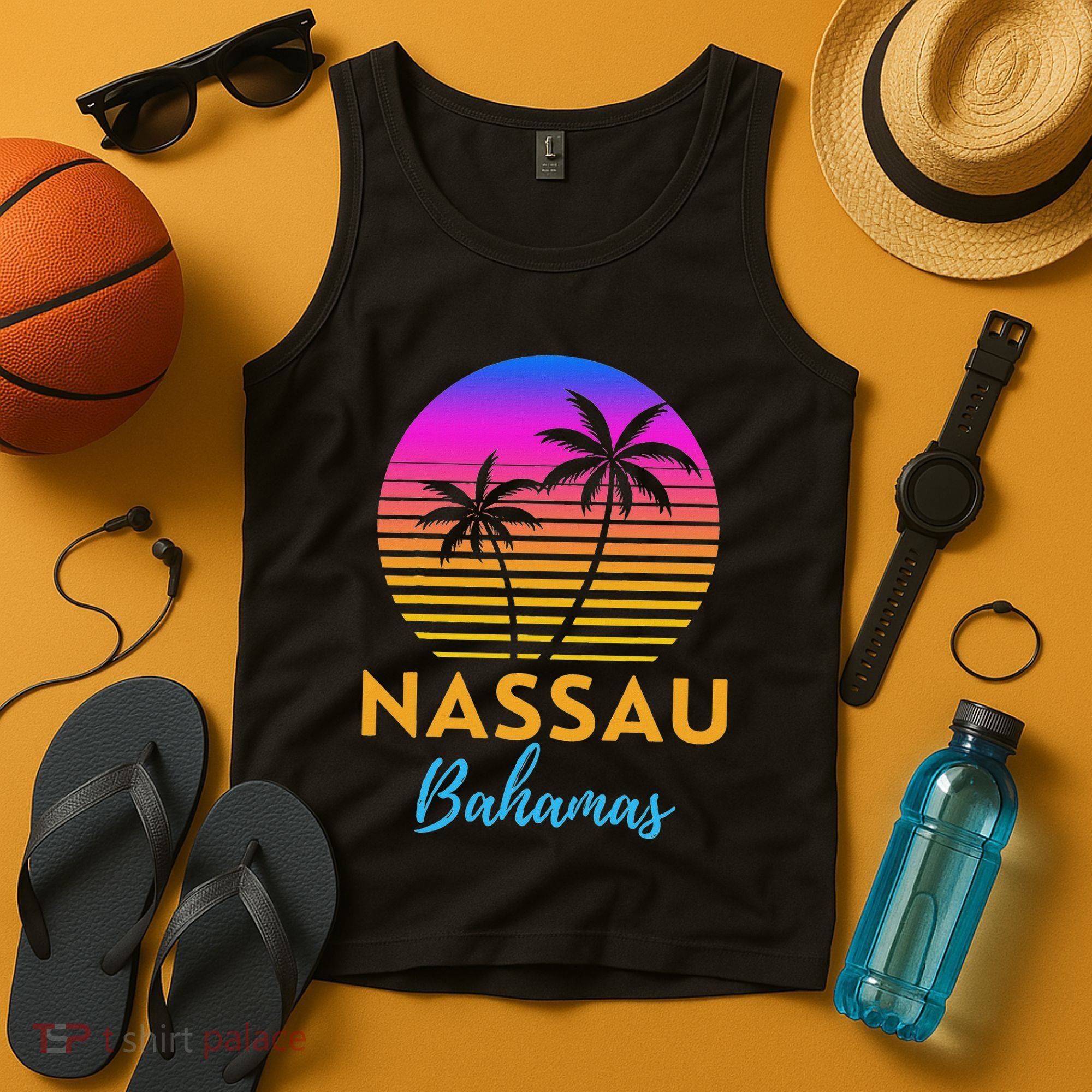 Retro Sunset Nassau Bahamas Beach Trip Vacation Summer Group Tank Top