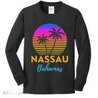 Retro Sunset Nassau Bahamas Beach Trip Vacation Summer Group Kids Long Sleeve Shirt thumb 0