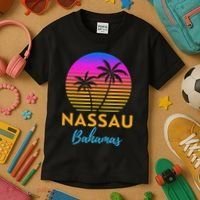 Retro Sunset Nassau Bahamas Beach Trip Vacation Summer Group Kids T-Shirt thumb 3