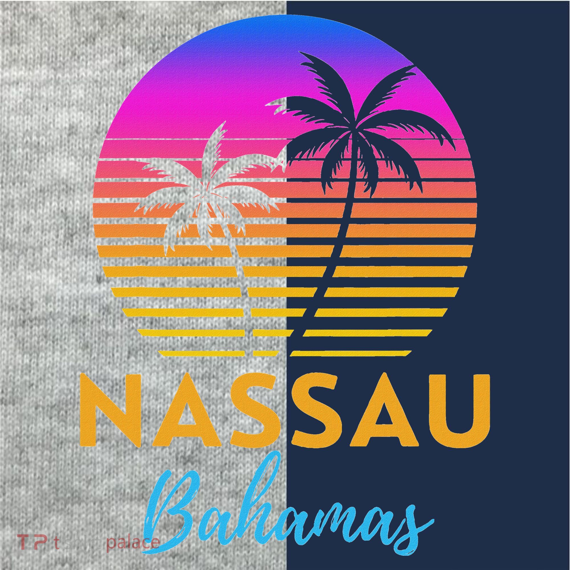Retro Sunset Nassau Bahamas Beach Trip Vacation Summer Group Kids Colorblock Raglan Jersey