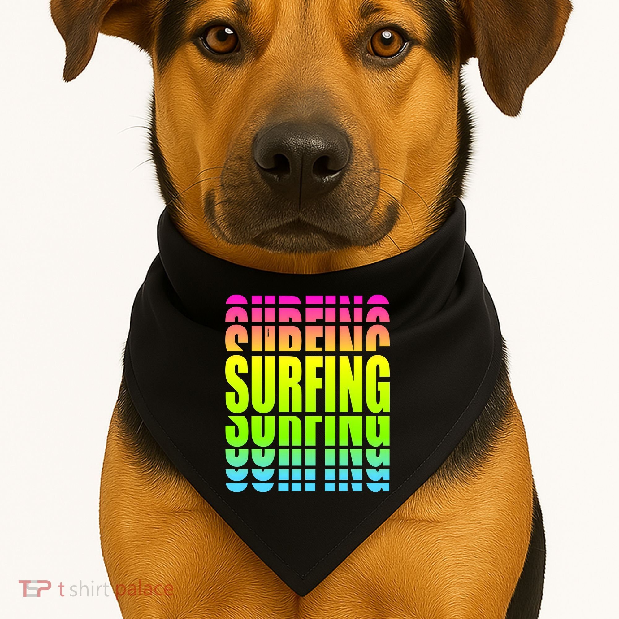 Retro Surfing Neon USA-Made Doggie Bandana
