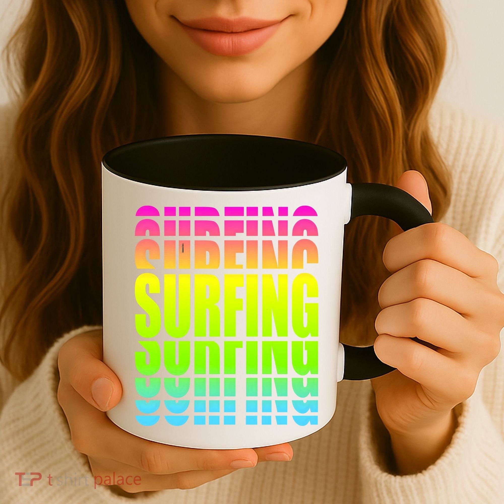 Retro Surfing Neon Coffee Mug
