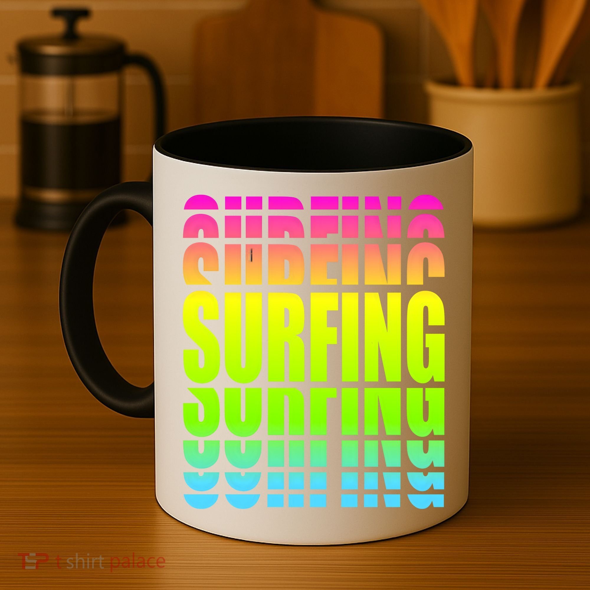Retro Surfing Neon Coffee Mug