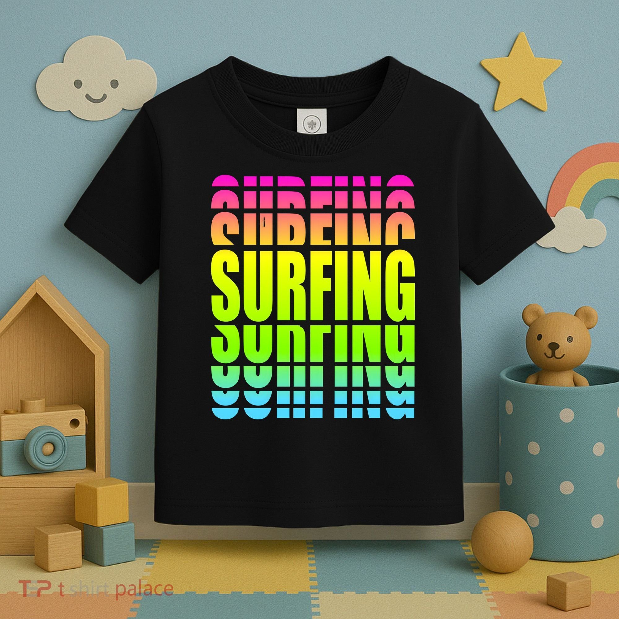 Retro Surfing Neon Toddler T-Shirt