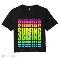 Retro Surfing Neon Women's Crop Top Tee thumb 0