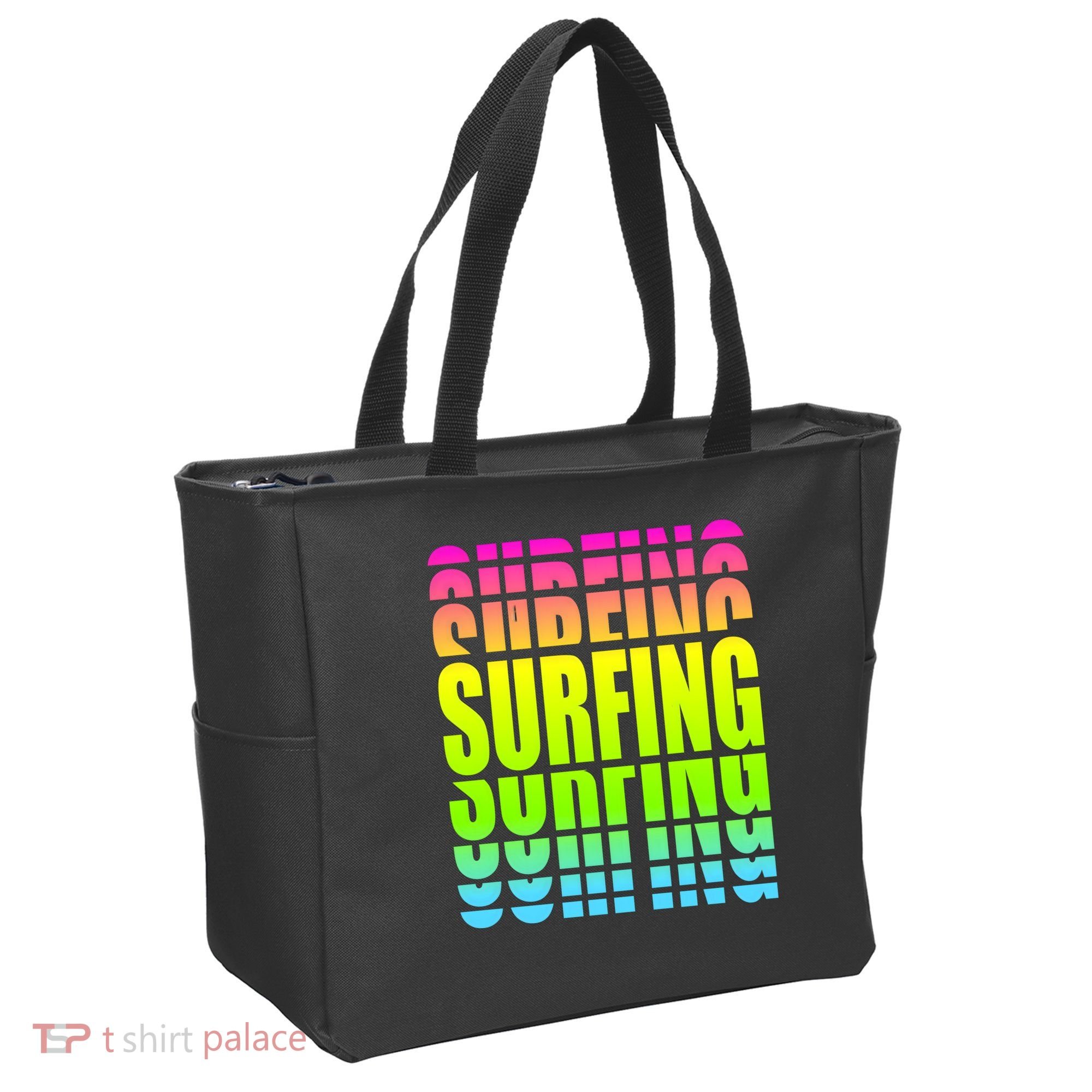 Retro Surfing Neon Tote Bag