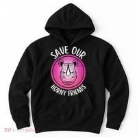 Rhino Save Our Horny Friends Funny Rhinoceros Hoodie thumb 0