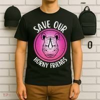 Rhino Save Our Horny Friends Funny Rhinoceros T-Shirt thumb 6