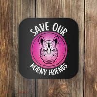 Rhino Save Our Horny Friends Funny Rhinoceros Coaster thumb 0