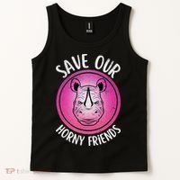 Rhino Save Our Horny Friends Funny Rhinoceros Tank Top thumb 2