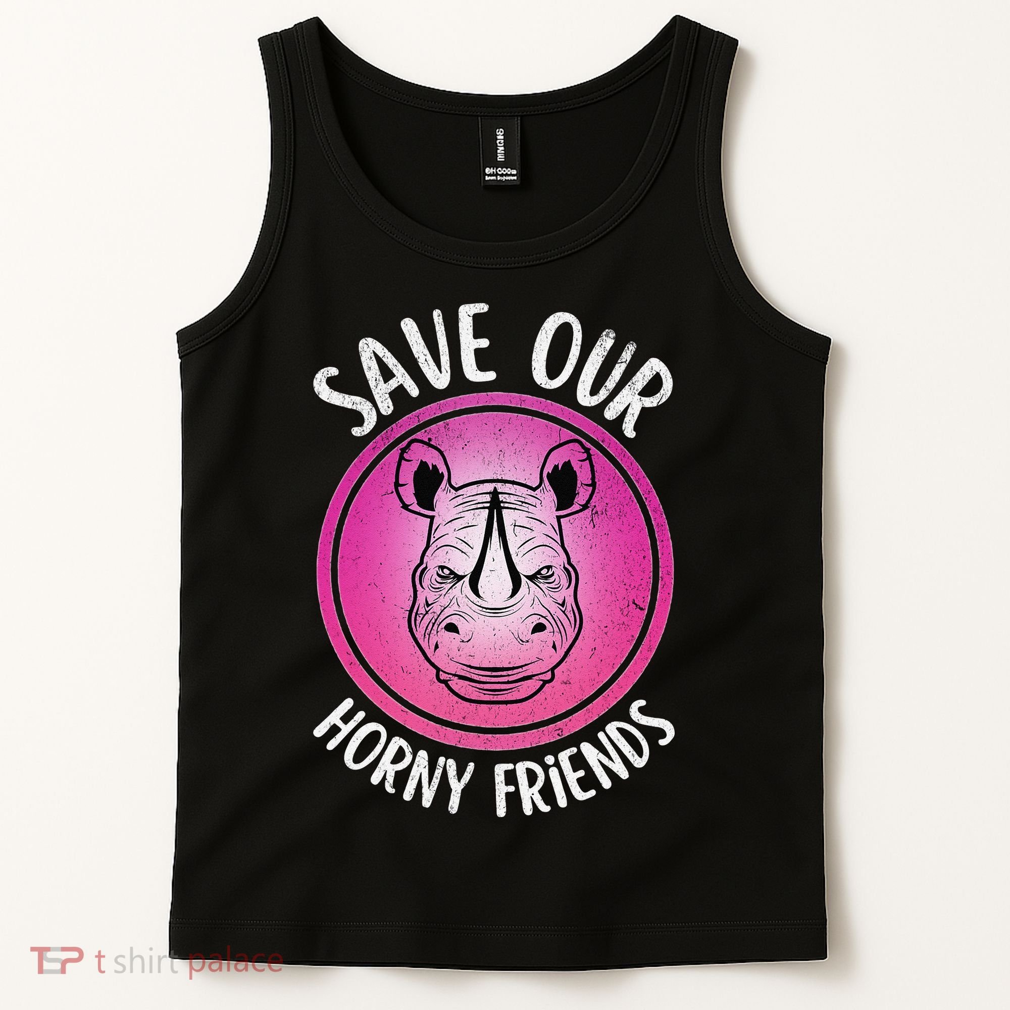 Rhino Save Our Horny Friends Funny Rhinoceros Tank Top