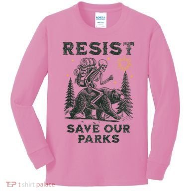 Resist Save Our Parks Alt US National Parks Bear Kids Long Sleeve Shirt