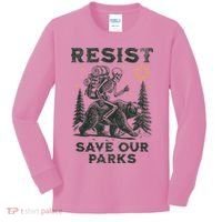 Resist Save Our Parks Alt US National Parks Bear Kids Long Sleeve Shirt thumb 0