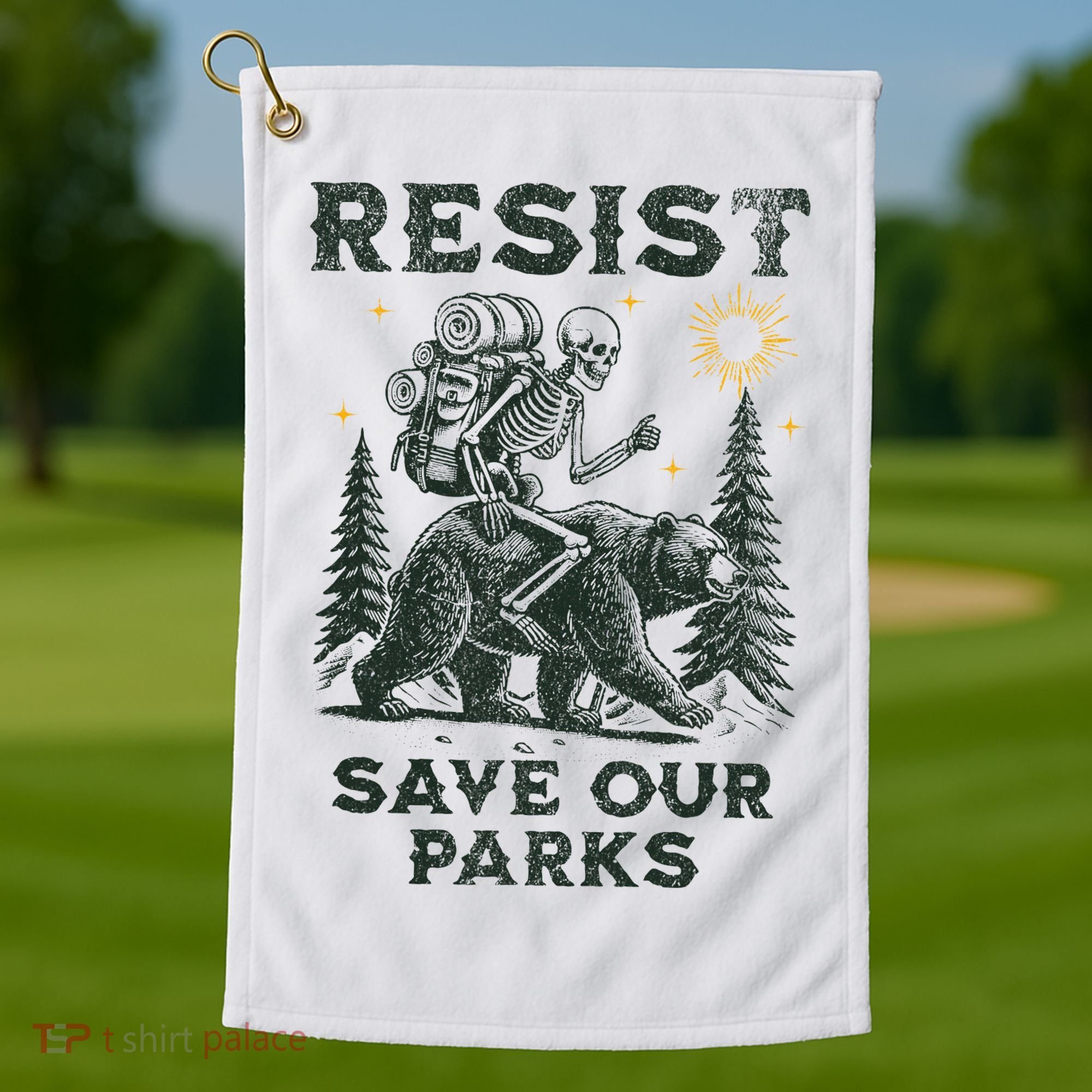 Resist Save Our Parks Alt US National Parks Bear Golf Towel