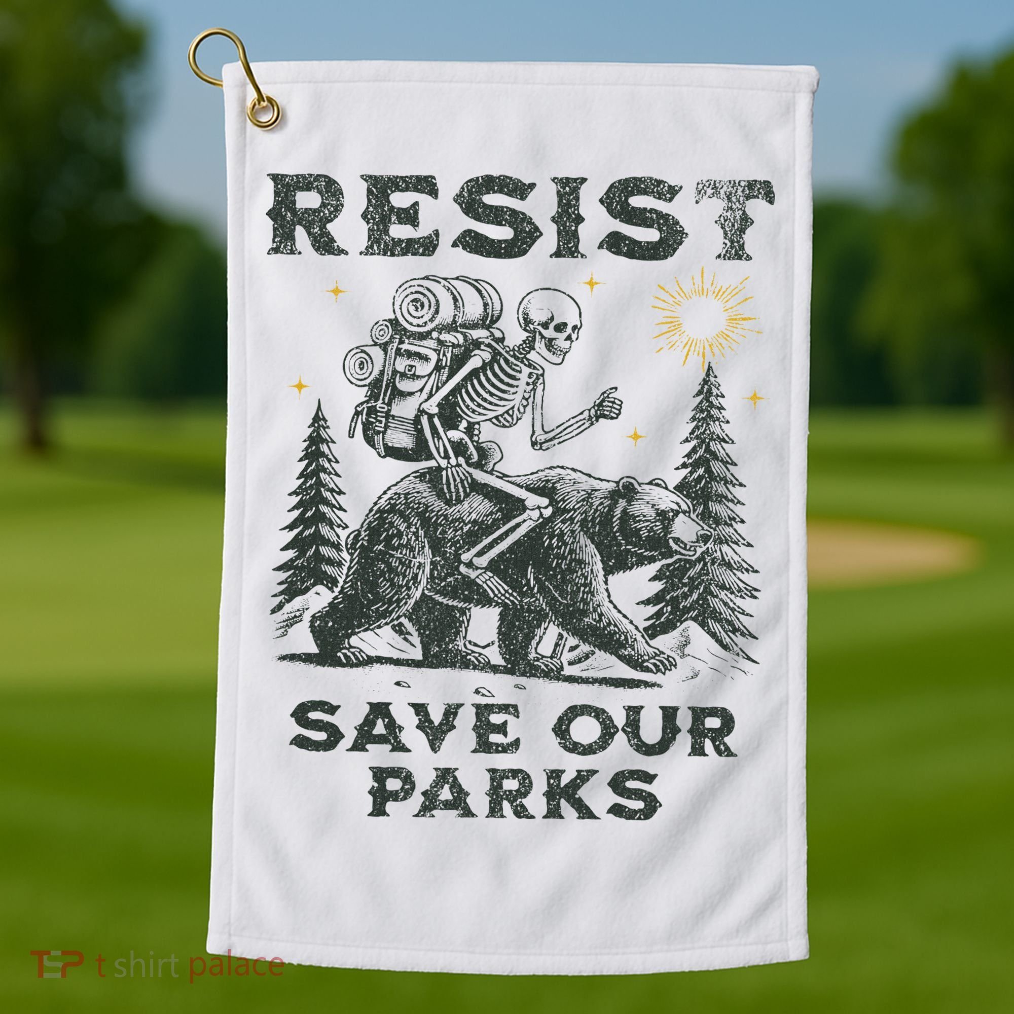 Resist Save Our Parks Alt Us National Parks Bear Golf Towel