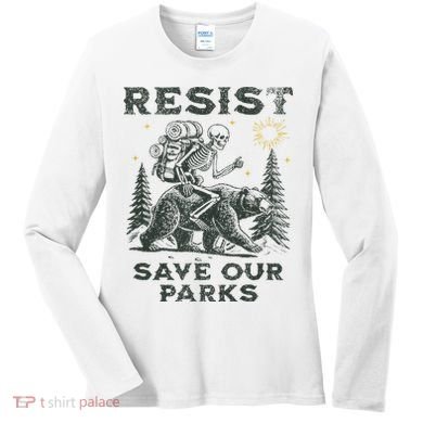 Resist Save Our Parks Alt Us National Parks Bear Women's Long Sleeve Shirt