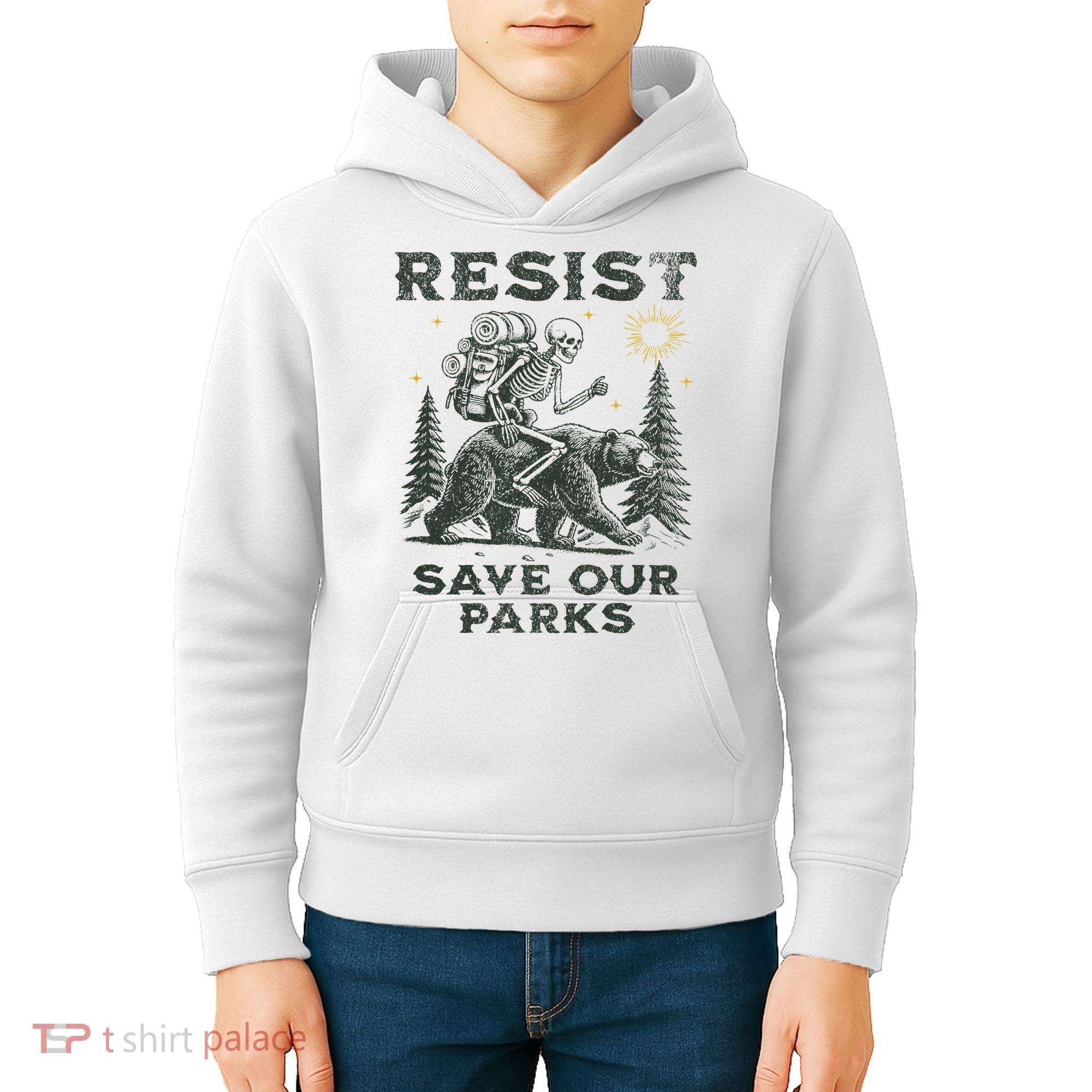 Resist Save Our Parks Alt Us National Parks Bear Kids Hoodie