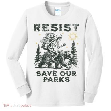 Resist Save Our Parks Alt Us National Parks Bear Kids Long Sleeve Shirt