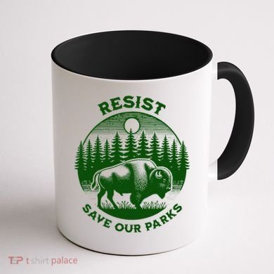Resist Save Our Parks Bison Buffalo Coffee Mug back