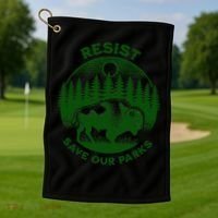 Resist Save Our Parks Bison Buffalo Golf Towel thumb 1