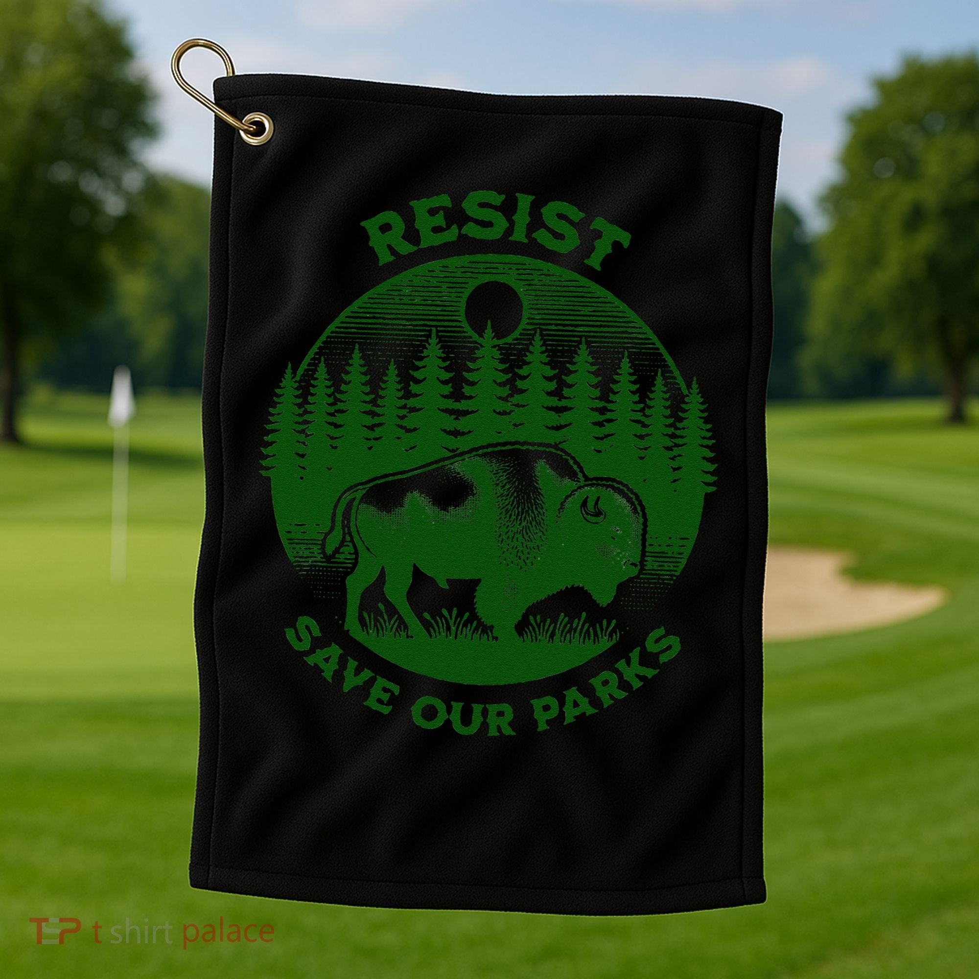 Resist Save Our Parks Bison Buffalo Golf Towel