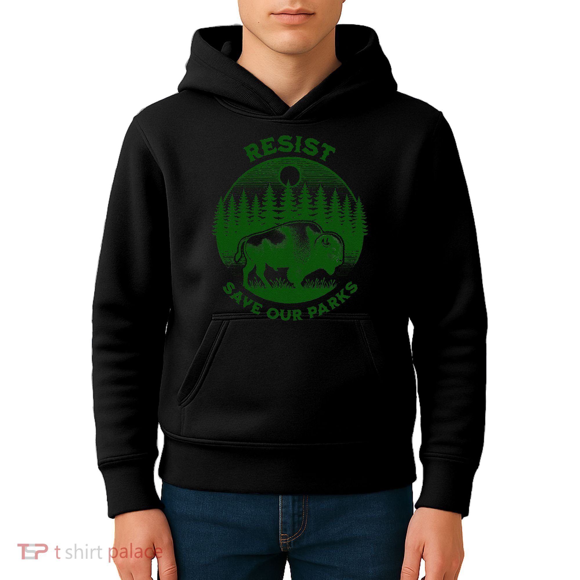 Resist Save Our Parks Bison Buffalo Kids Hoodie