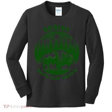 Resist Save Our Parks Bison Buffalo Kids Long Sleeve Shirt