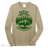 Resist Save Our Parks Bison Buffalo Long Sleeve Shirt thumb 0