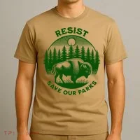 Resist Save Our Parks Bison Buffalo T-Shirt thumb 3