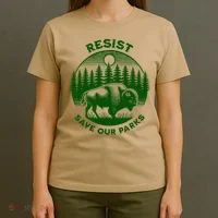 Resist Save Our Parks Bison Buffalo T-Shirt thumb 4