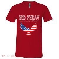 R.E.D. Support Our Troops Wear Red On Friday V-Neck T-Shirt thumb 0