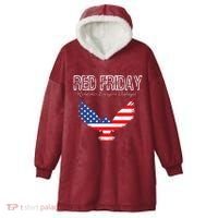 R.E.D. Support Our Troops Wear Red On Friday Hooded Wearable Blanket thumb 0