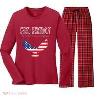 R.E.D. Support Our Troops Wear Red On Friday Women's Long Sleeve Flannel Pajama Set  thumb 0