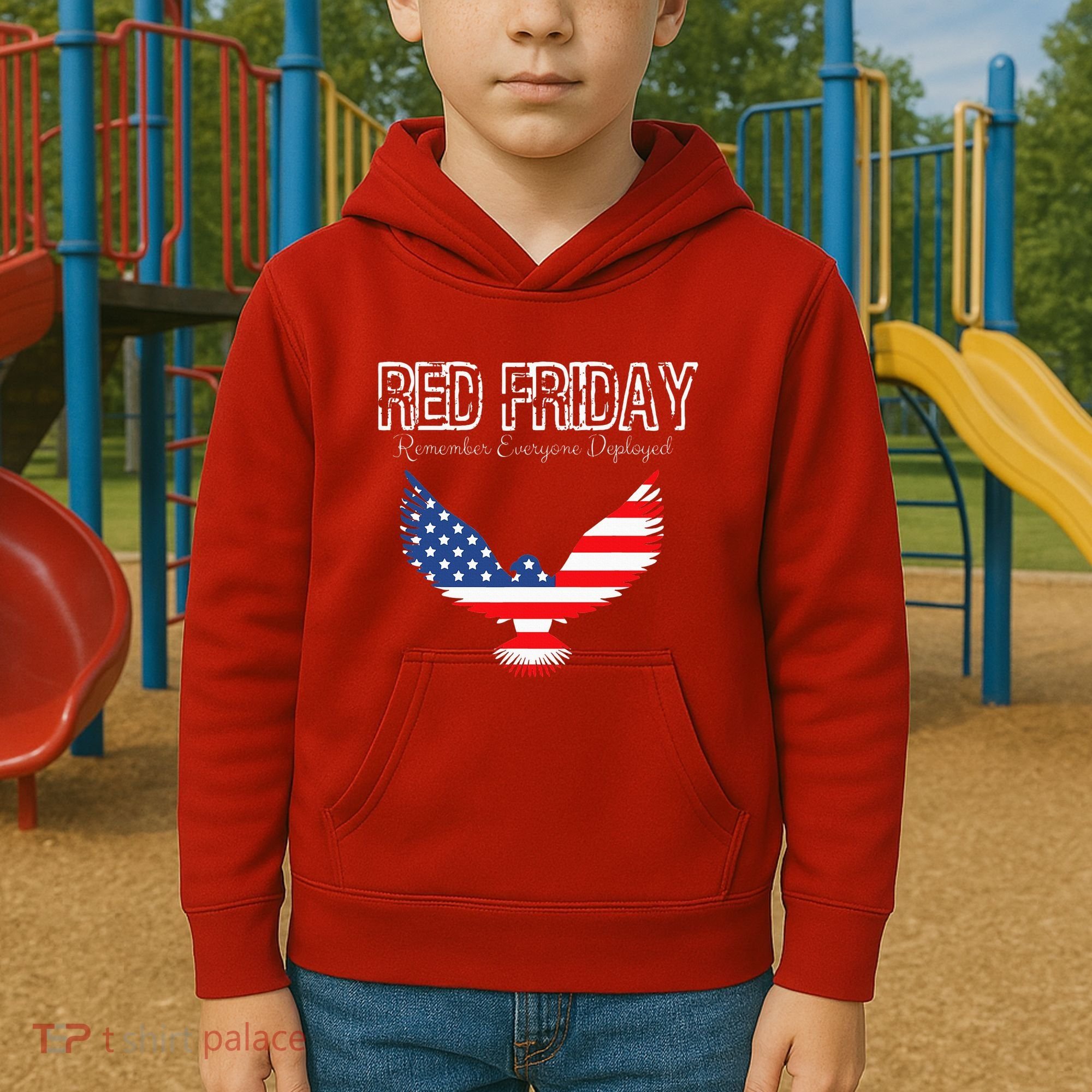 R.E.D. Support Our Troops Wear Red On Friday Kids Hoodie