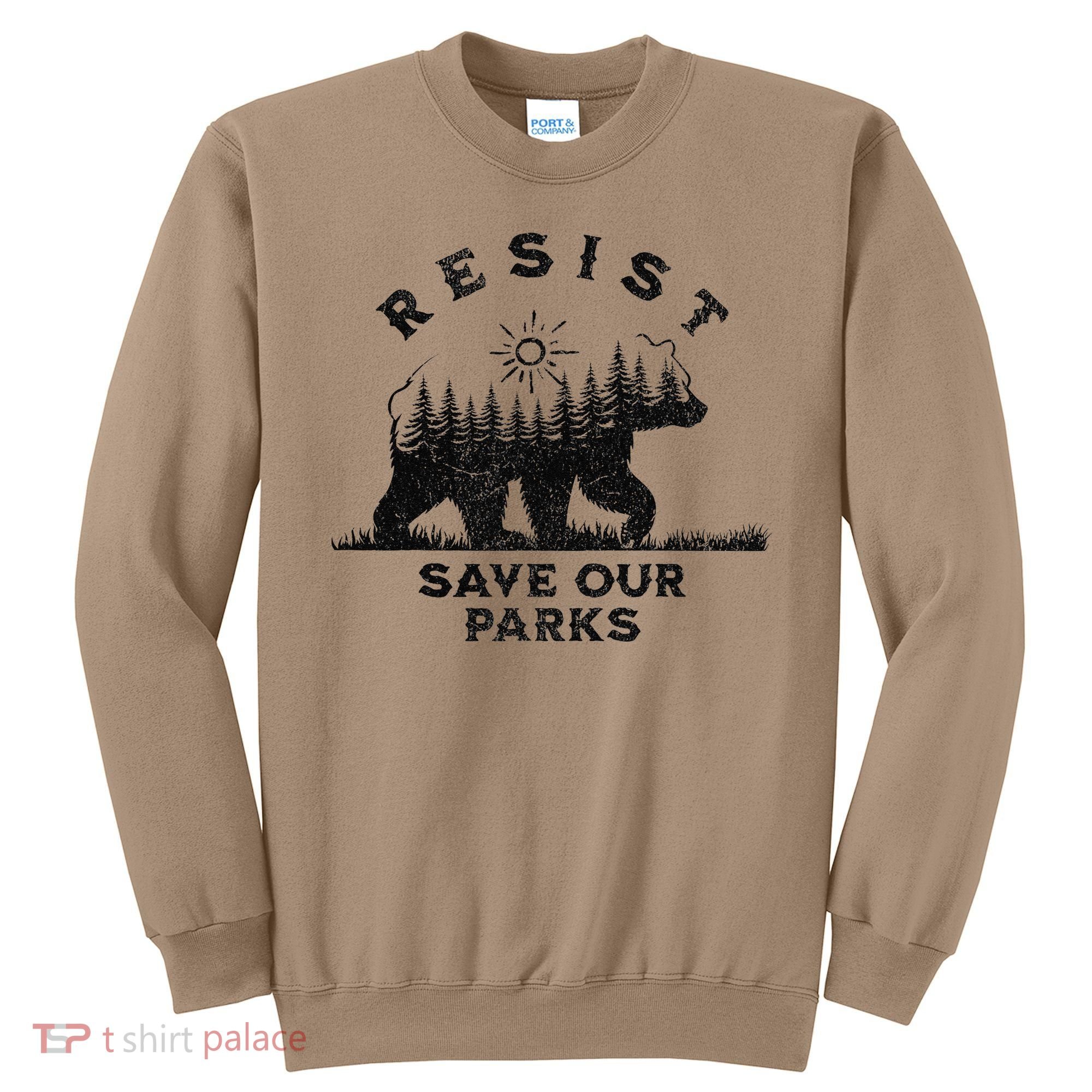 Resist Save Our Parks Us Alt National Parks Bear Silhouette Sweatshirt
