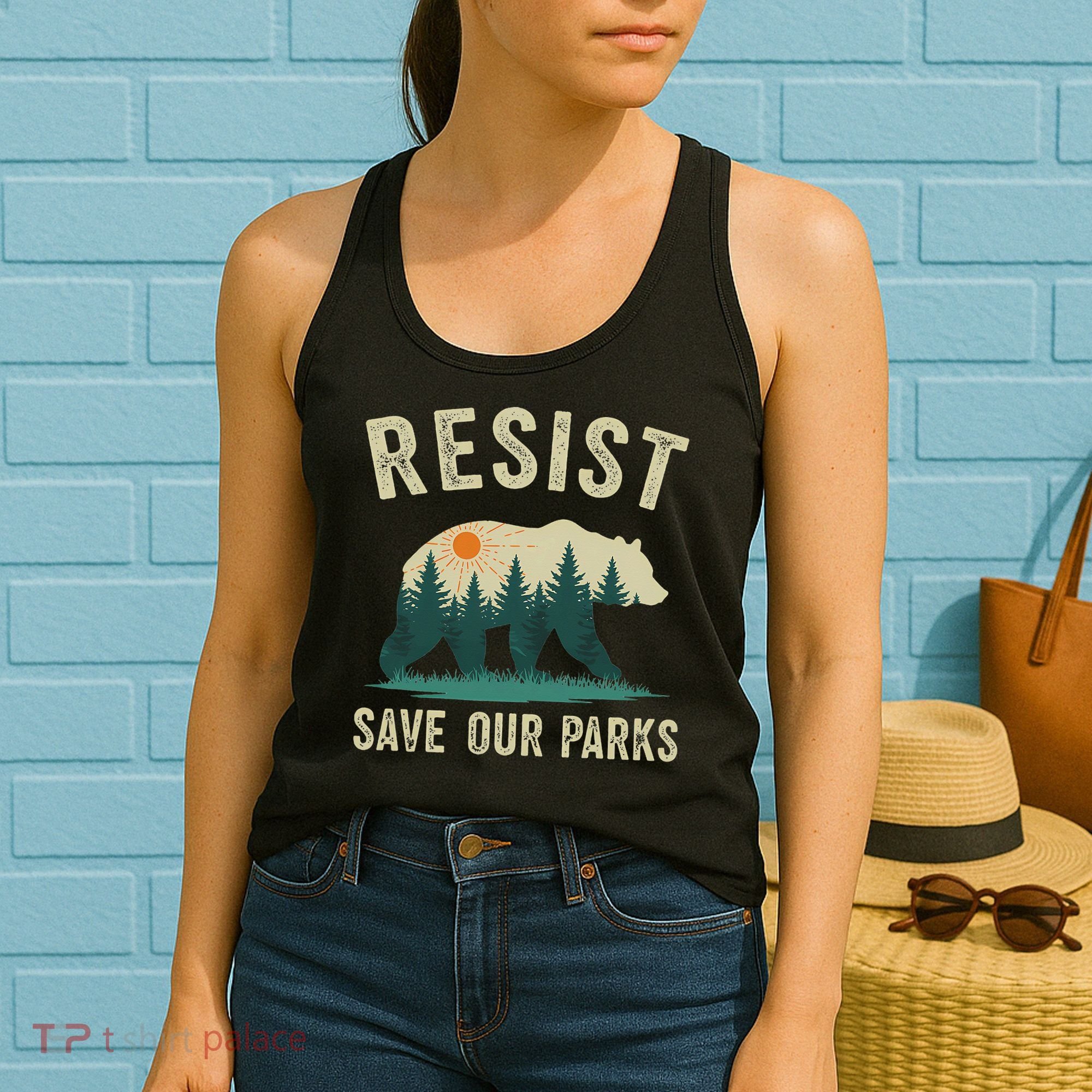 Resist Save Our Parks Alt US National Parks Bear Nature Gift Women's Tank Top
