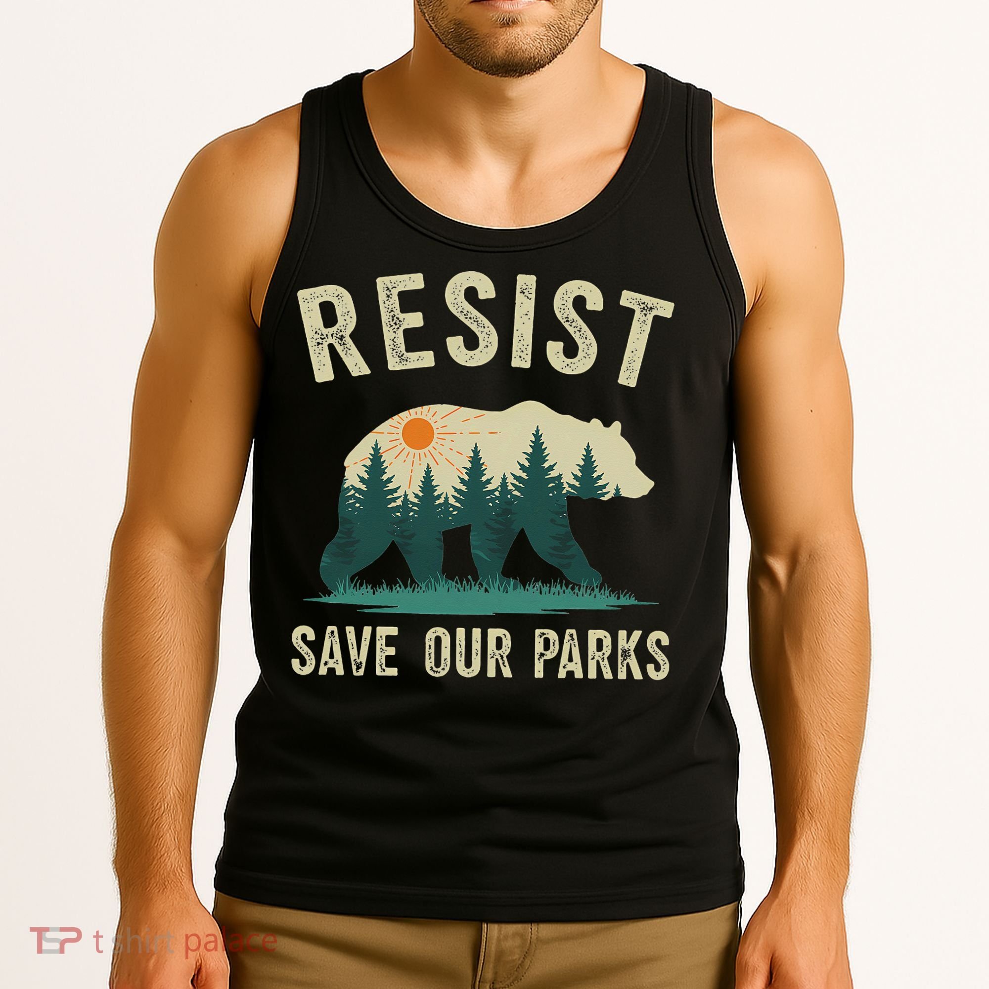 Resist Save Our Parks Alt US National Parks Bear Nature Gift Tank Top