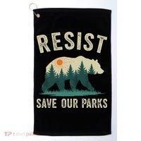 Resist Save Our Parks Alt US National Parks Bear Nature Gift Golf Towel thumb 0