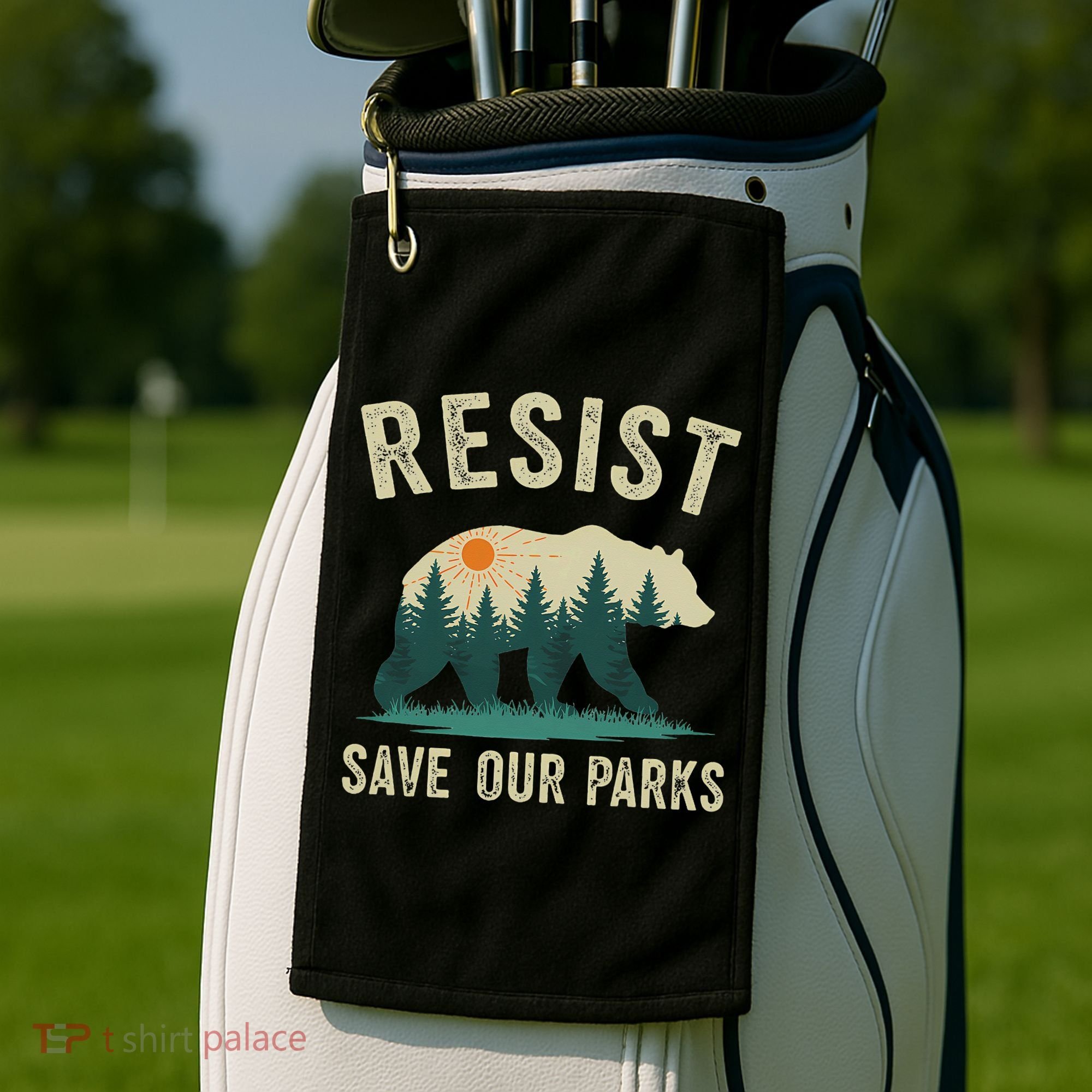 Resist Save Our Parks Alt US National Parks Bear Nature Gift Golf Towel