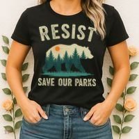 Resist Save Our Parks Alt US National Parks Bear Nature Gift Women's T-Shirt thumb 2