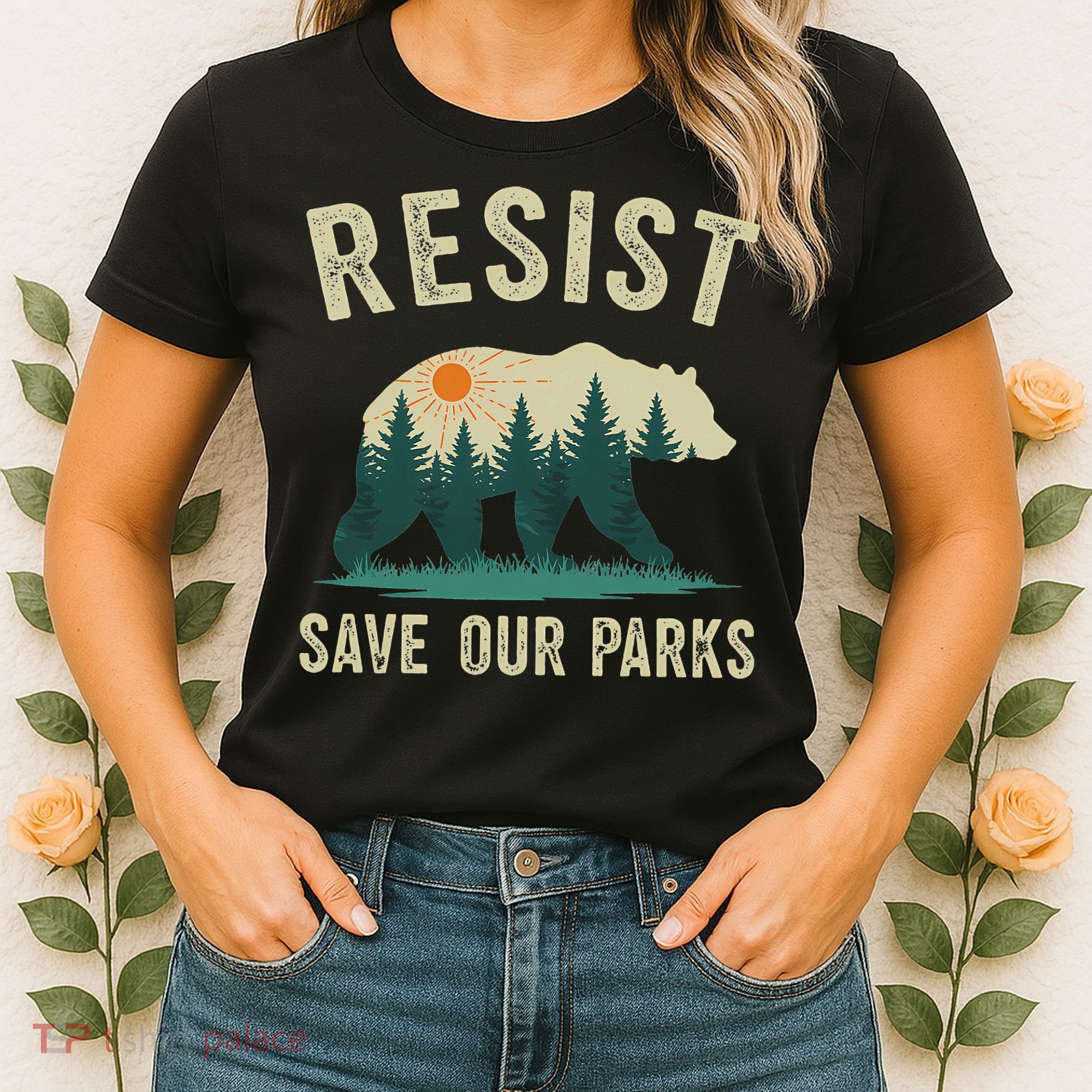 Resist Save Our Parks Alt US National Parks Bear Nature Gift Women's T-Shirt