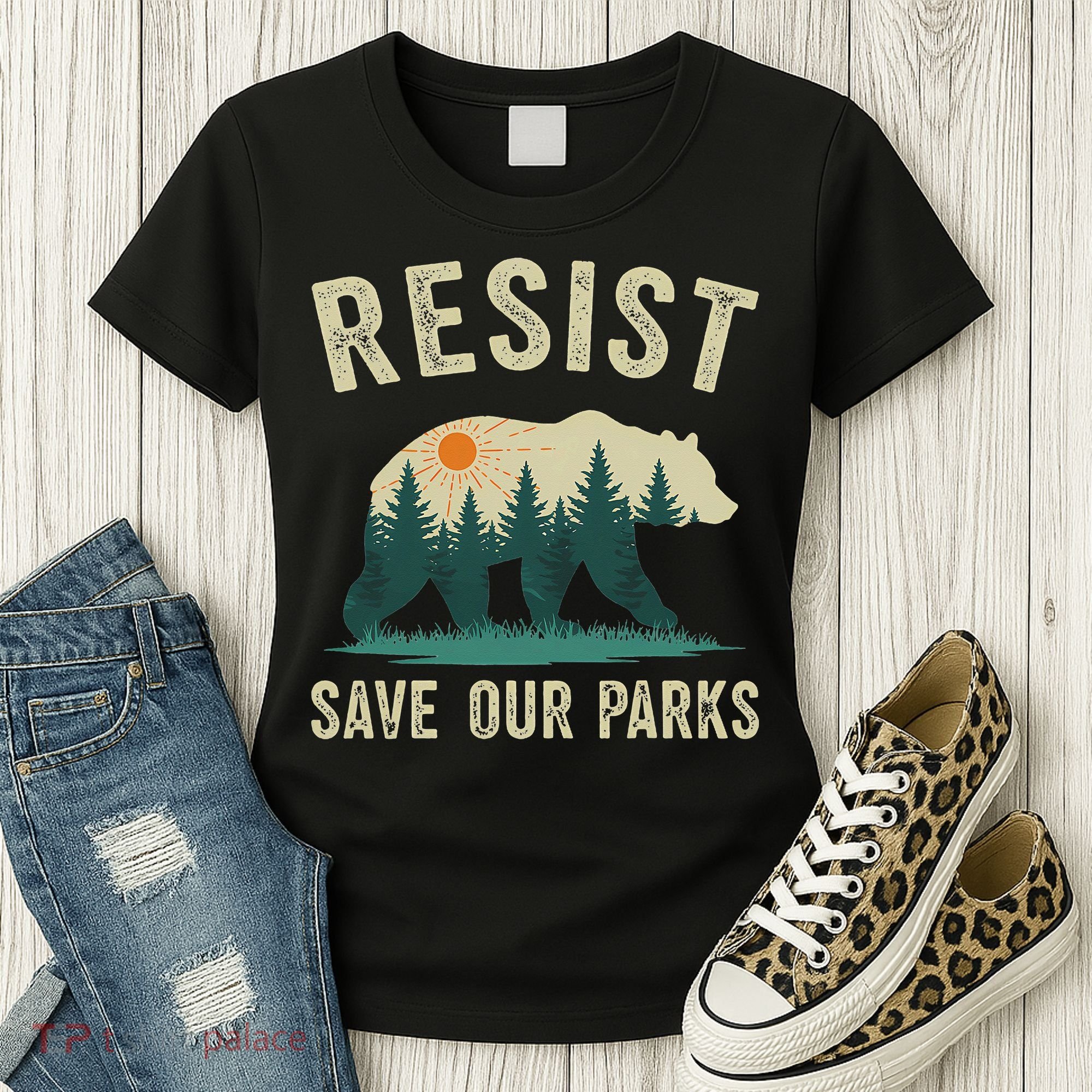 Resist Save Our Parks Alt US National Parks Bear Nature Gift Women's T-Shirt