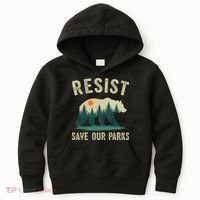 Resist Save Our Parks Alt US National Parks Bear Nature Gift Kids Hoodie thumb 0