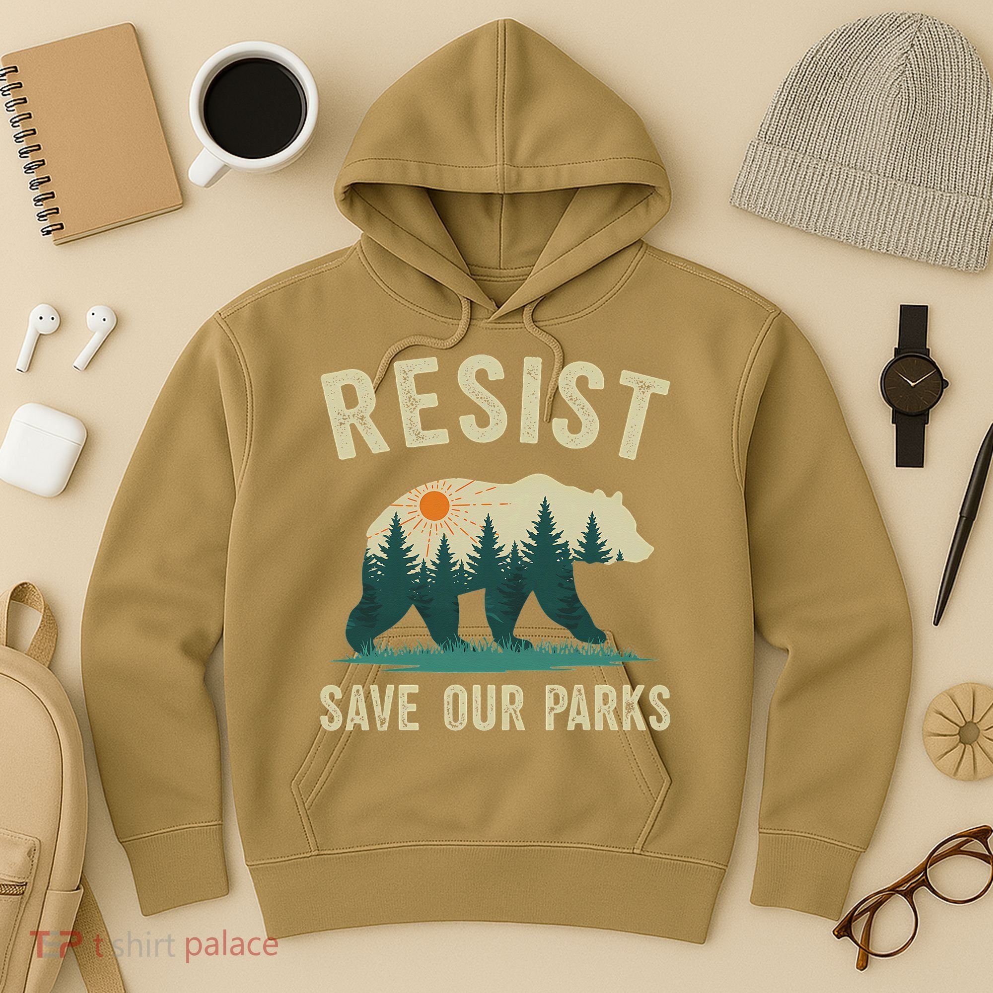 Resist Save Our Parks Alt US National Parks Bear Nature Gift Hoodie