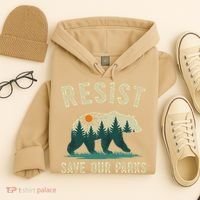 Resist Save Our Parks Alt US National Parks Bear Nature Gift Hoodie thumb 4