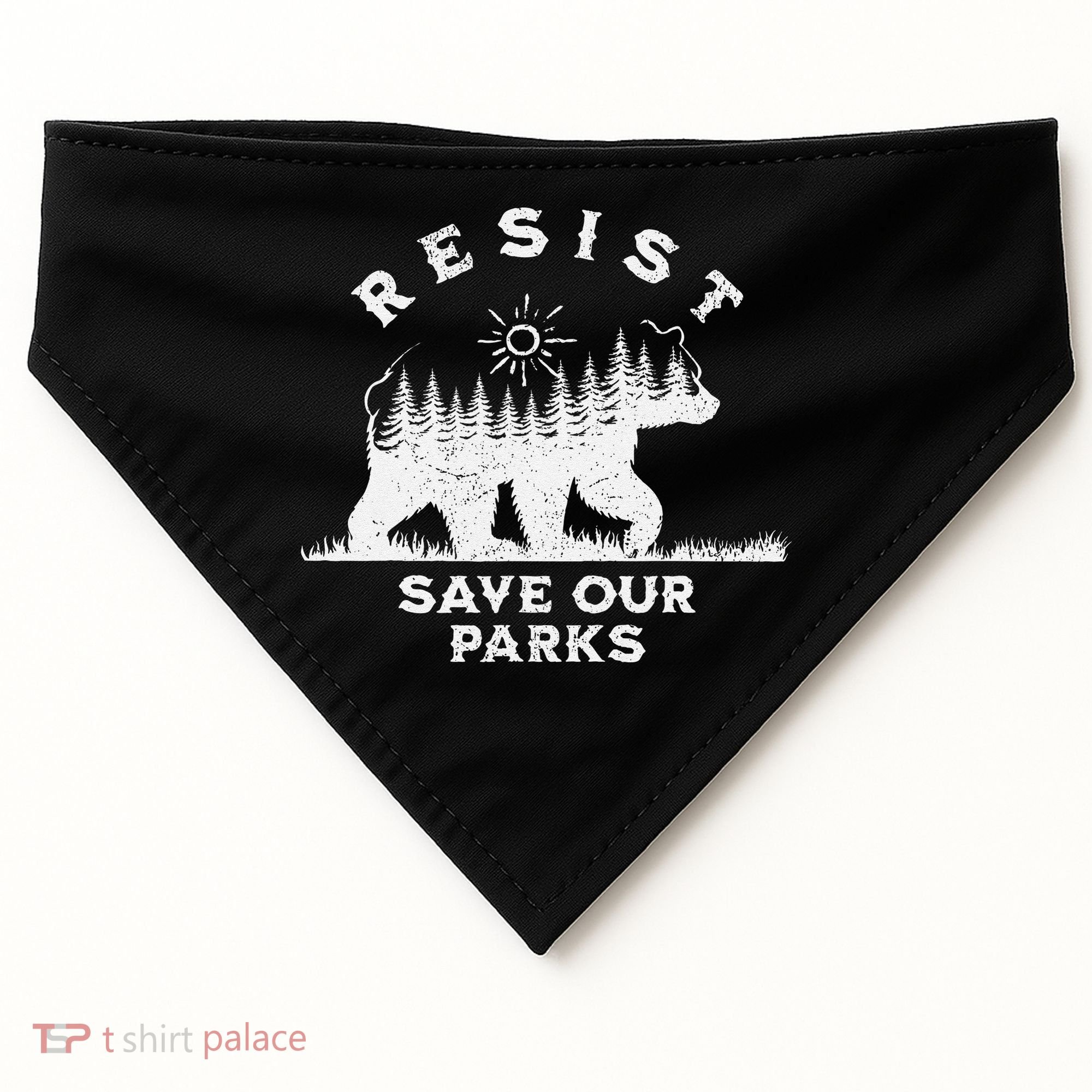 Resist Save Our Parks Us National Parks Bear Alt Souvenir USA-Made Doggie Bandana