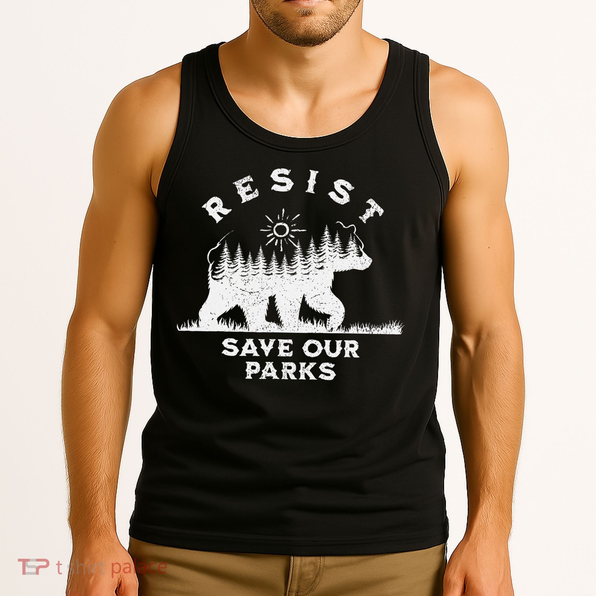 Resist Save Our Parks Us National Parks Bear Alt Souvenir Tank Top