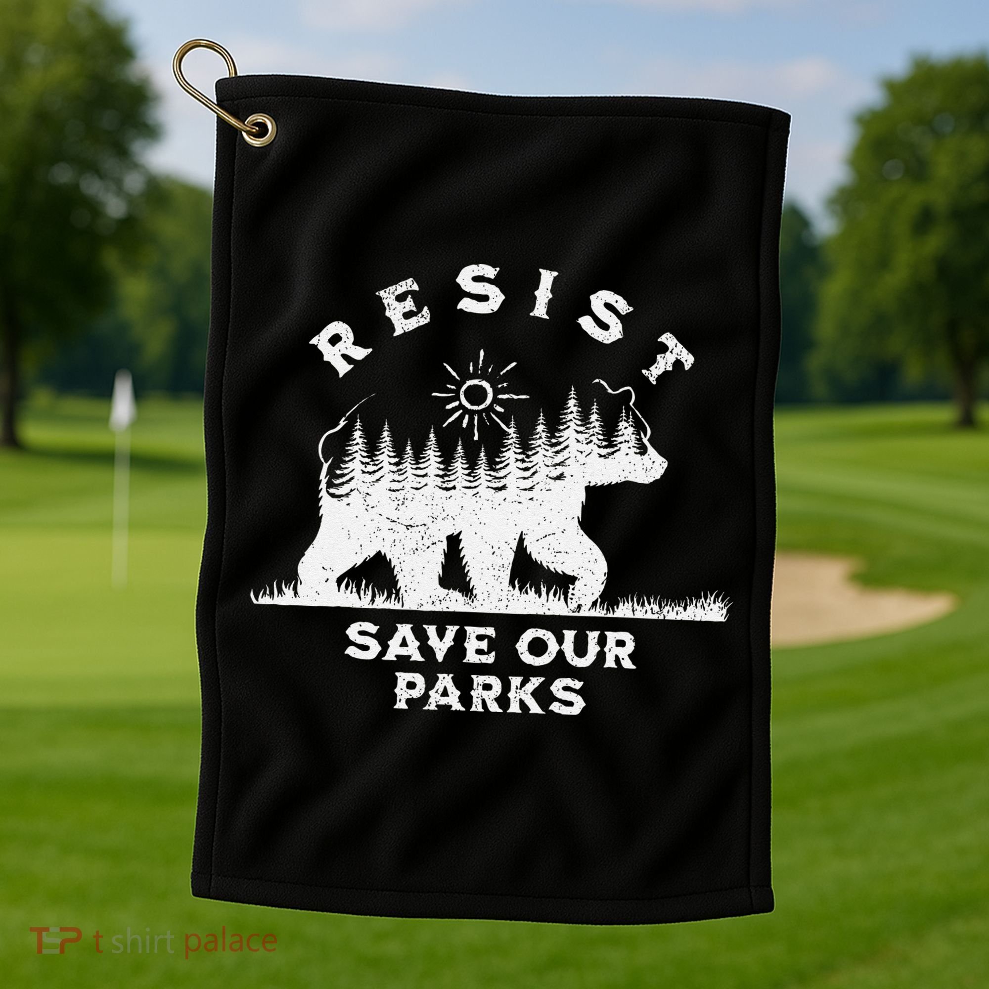 Resist Save Our Parks Us National Parks Bear Alt Souvenir Golf Towel