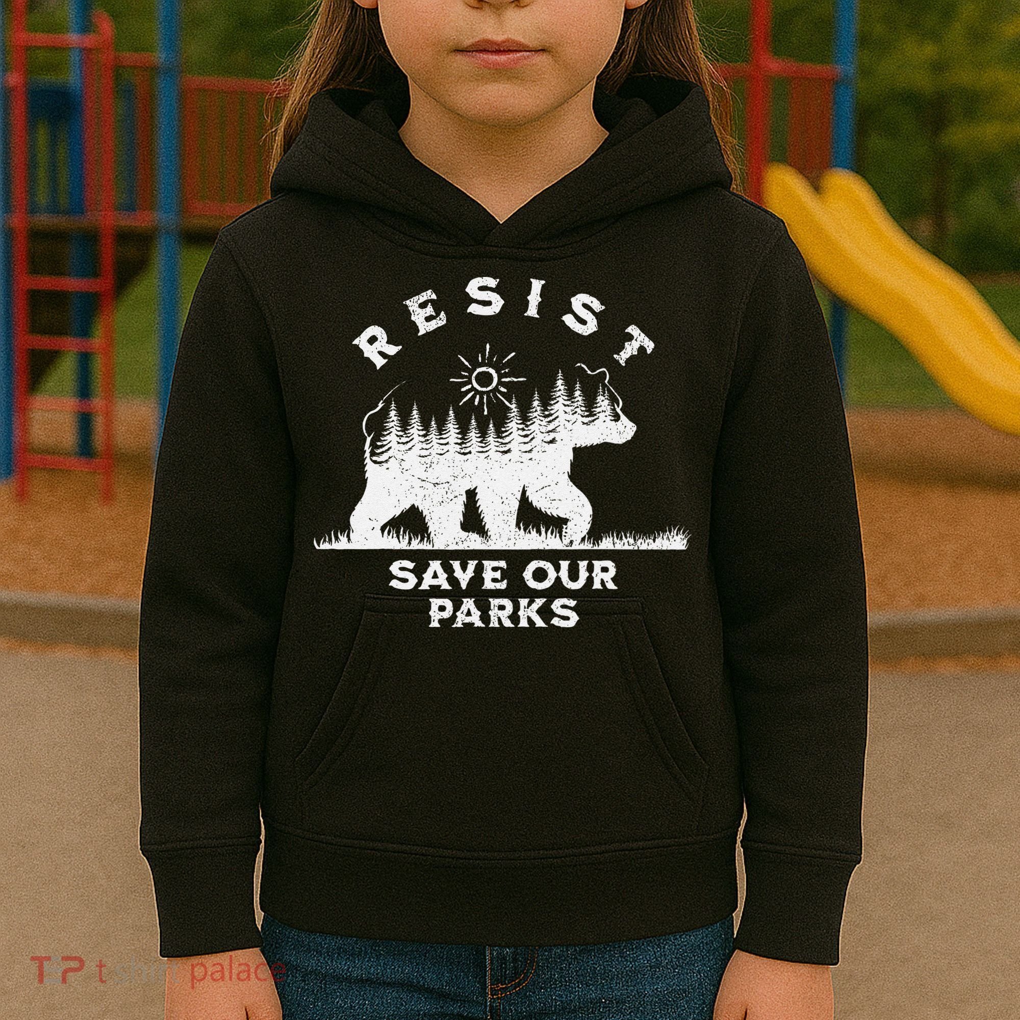 Resist Save Our Parks Us National Parks Bear Alt Souvenir Kids Hoodie